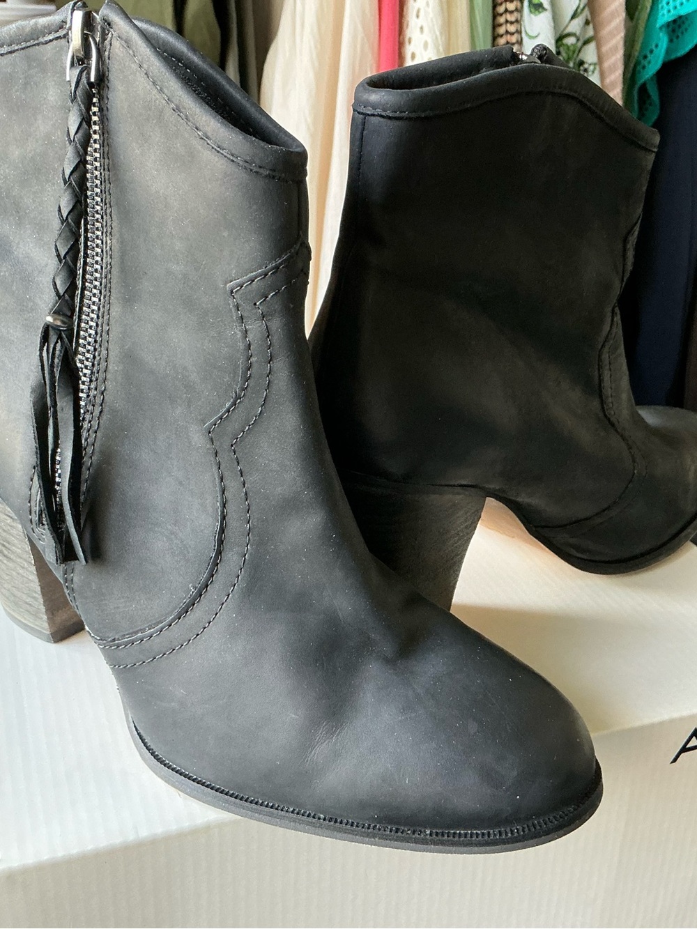 ALDO Women's Black Western Leather Ankle Booties